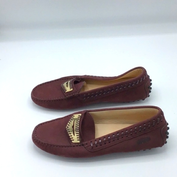 TOD’S Burgundy Suede Driving Loafers Size 36.5 - Picture 5 of 14